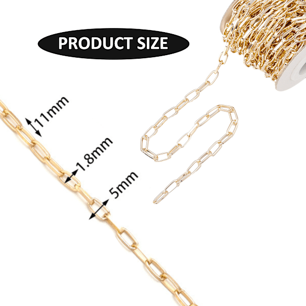 5 Jaardia Soikea Paperclip-Ketju, Leveä Litteä Koruketjun Linkki DIY Naisten Rannekorujen Valmistukseen