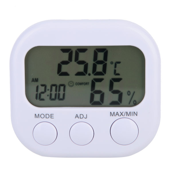 Digitalt hygrometer-termometer fuktighetsmåler med klokke 2-i-1-monitor