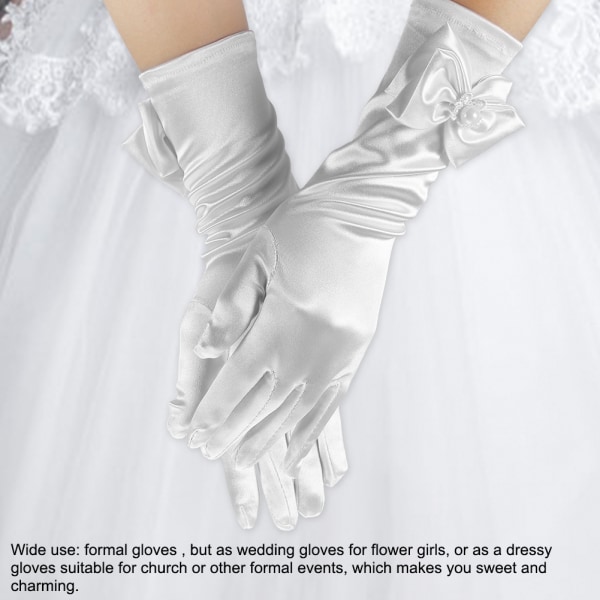 Girls Satin Gloves Princess Dress Up Bows Handskar för