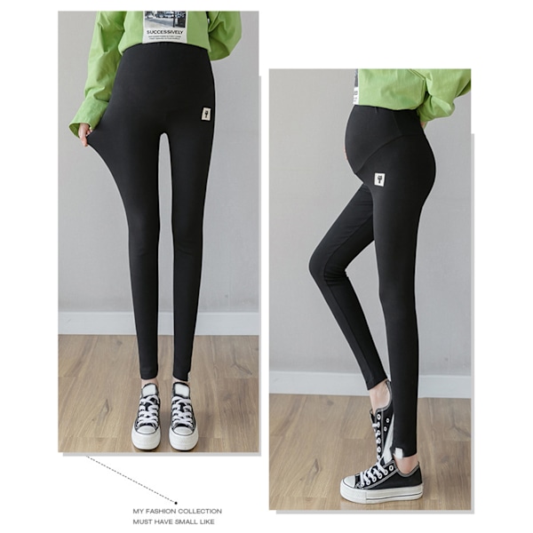 Leggings Ytterkläder Plus Size Tunn Sektion Magnstöd Elastiska Pennbyxor Hög Midja Byxor för Gravida Kvinnor Svart XXL