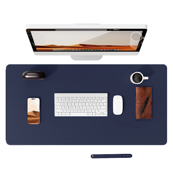 Læder Skrivebordsunderlag, Desktop Underlag, Vandafvisende Underlag til Skrivebord, Tastatur og Mus, Læder Mus Pad Beskytter Kontor Hjem, 90*45cm