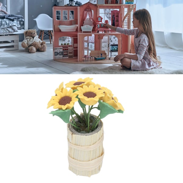 Miniature Flowers Cute Sunflower Exquisite Durable Poisonless Lifelike Bright Colors Dollhouse Plants