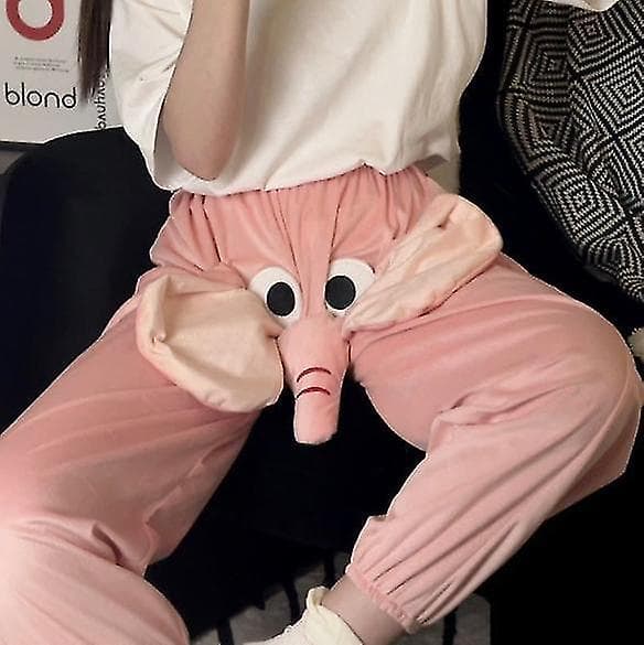 Elephant Couple Lounge Pants with Playful Trunk Sounds - Pink Pink M
