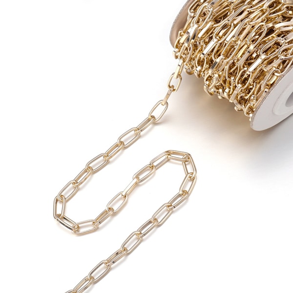 5 meter ovalformad gemkedja, bred platt smyckeskedjelänk för gör-det-själv-armband för kvinnor