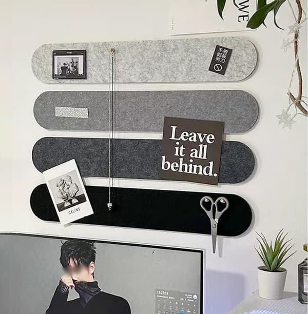 Self-adhesive Felt Board Wall Panel - 3/4 Pcs Felt Pin Board for Photos & Keys_TF_TF Grey[TT] Grå 4st-46x40cm