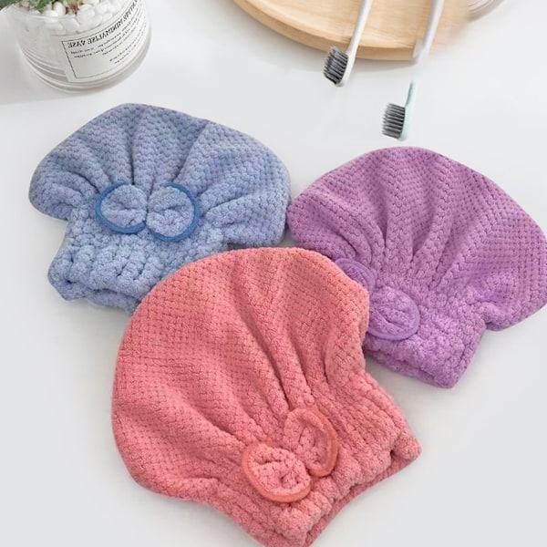 2-pak Mikrofiber Hår Tørkehetter Myke & Ultra Absorberende