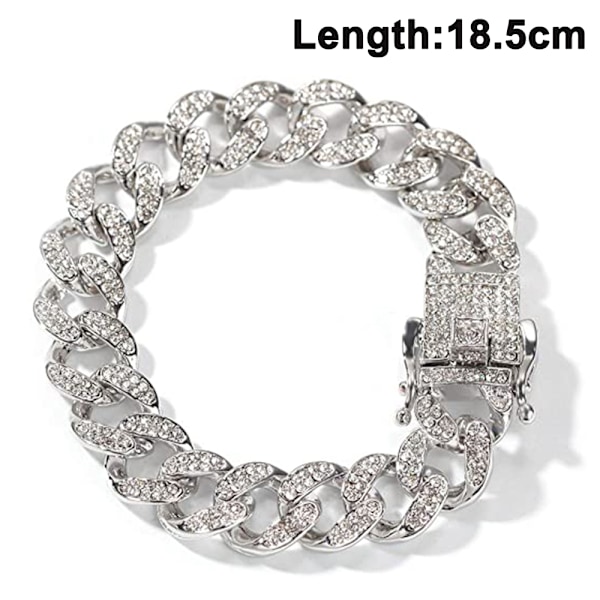 Kedja för män, 18,5 mm, guldpläterad/platina vitguld finish diamantlänk kedja Miami choker halsband armband