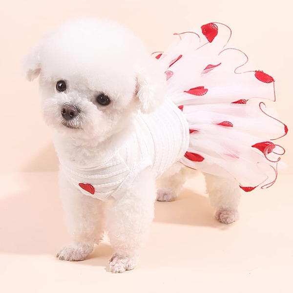 Hundbröllopsklänning Sommarklänningar för små medelstora hundar Flickdjurkläder för Chihuahua Yorkie Love Cat Kjoldräkt Kläder Tutu