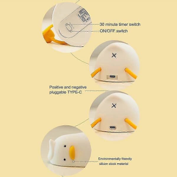 Lying Duck Lamp, Soft Night Light with Cute DIY Gift, Dimmable LED Duck Lamp[TT]