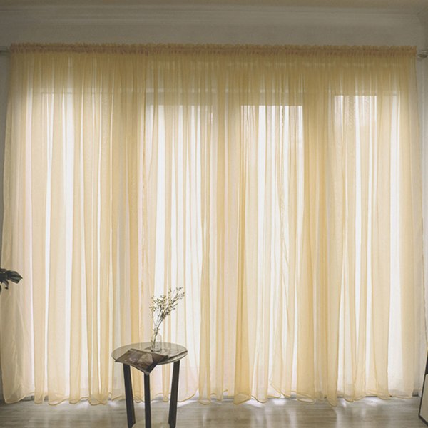 Enkel stil polyester fönster voile tyll gardin skira paneler