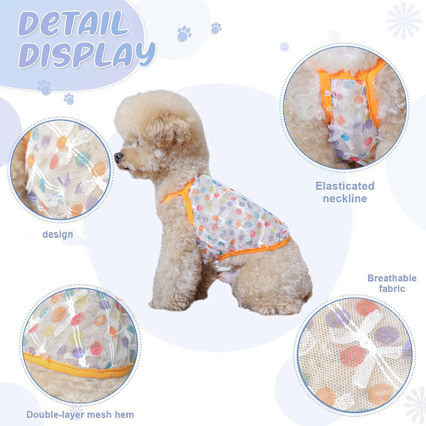 Hundekjole til små hunde, pigehunde, blomsternederdel, åndbar hvalpe-slip-tutu-kjole, sød hunhund-katteprinsesse-tøj, sommeroutfit, hundebirthdayskostume