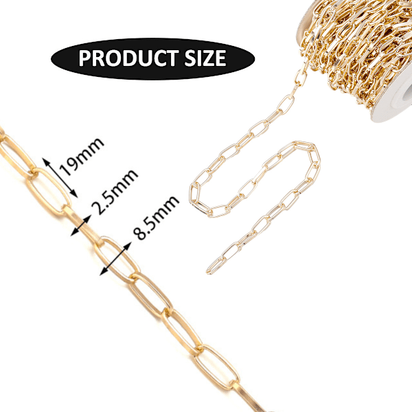 10 Jaardia Soikea Paperclip-Ketju, Leveä Litteä Koruketjun Lenkki DIY-Naisten Rannekorujen Valmistukseen