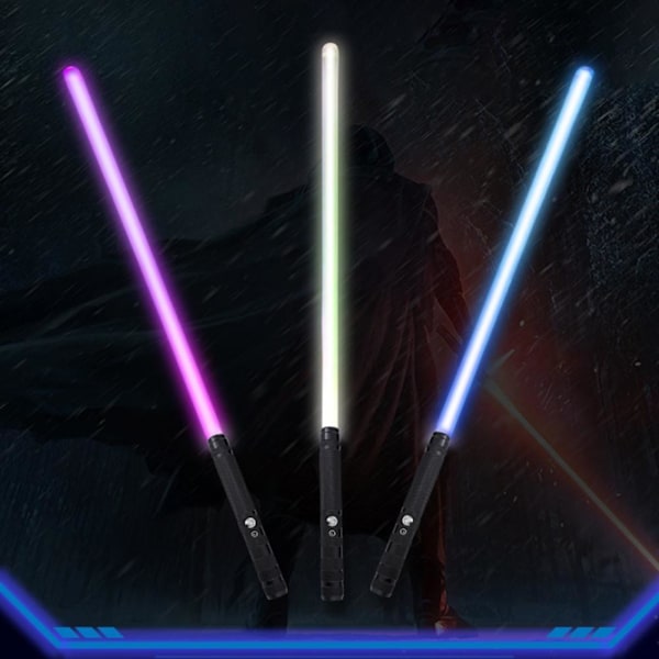 2 st RGB 2 i 1 7/10 Färgväxlande Ljus Svärd Laddningsbart Utbyggbart Metall Ljus Svärd med Ljud Cosplay Leksak Barnpresenter