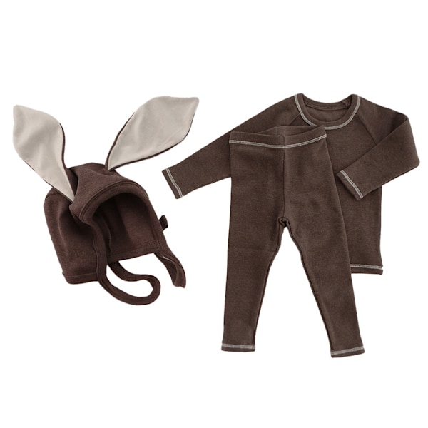 Barnkläder kostym barn basrock bebis vår och höst hem kläder pyjamas (brun)