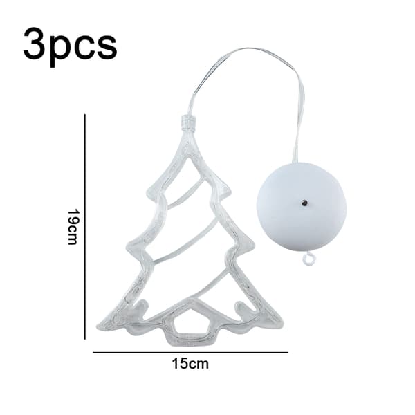 3 stk Julevindusdekorasjon sugekopplampe Christmas tree
