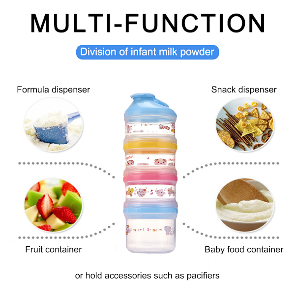 Stable melkepulverboks for babymat, oppbevaringsbeholder for snacks, kopper for småbarn