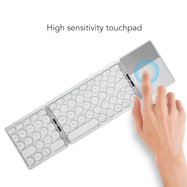 Round Key Bluetooth Vikbart Tangentbord med Touchpad Universell 140mAh Trådlöst 64-tangenters Vikbart Tangentbord Silver