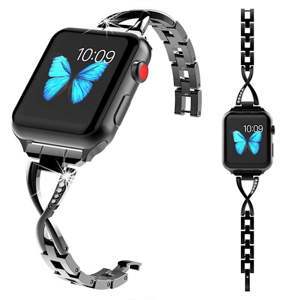 Rem for Apple Watch 38mm 42mm, Smykker Metall Armbånd Rem for Kvinner, Byttbar Armbånd