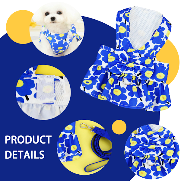 Koirien mekot pienille koirille, pentumekko, hameet, koiran rusetti, kukallinen mekko, pienen koiran prinsessamekko, kesäkoiran vaatteet pienille koirille, tytöille