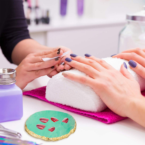 2 st Resin Nagelkonstpalett, Nagelfärgning Blandade Färgpaletter Guldkantad Nagelhållare Nagelkonstvisningsbräda