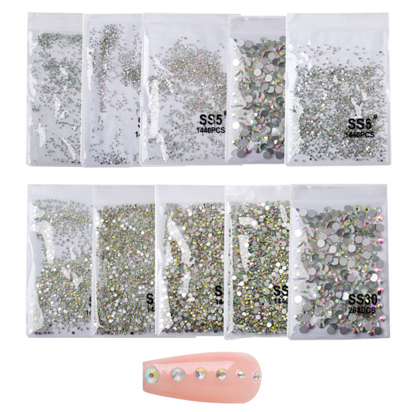 Krystaller Negle Rhinestones Runde Perler Flatback Glas Charms Ædelstene Stene