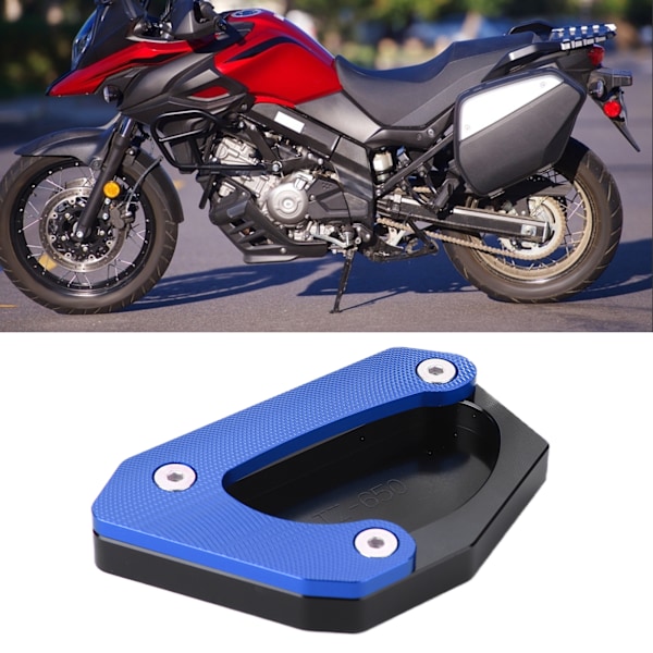 Motorcykel Sidostödsförlängning Stödplatta Aluminiumlegering Ersättning för Suzuki V STROM 650XT DL650 2004‑2020 Blå
