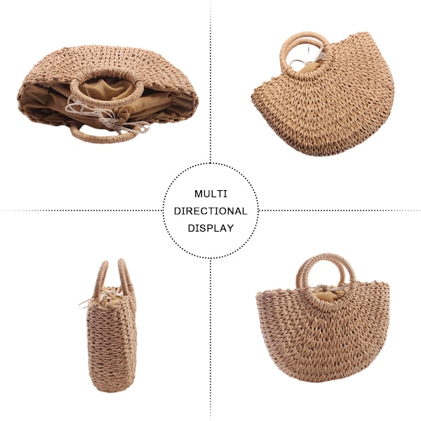 Strandvesker for kvinner Sommer Stor Halm Håndvevd Topphåndtak Håndveske Hav Halmveske Strand Rattan Clutch Pung