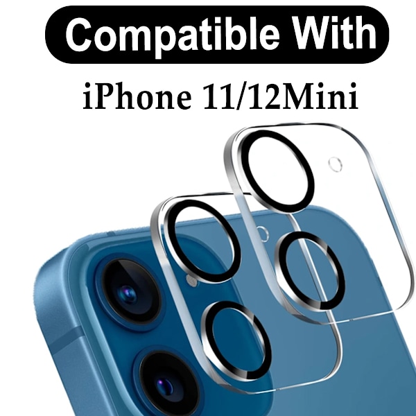 [2-Pack] iPhone 12 Mini Linsskydd av Härdat Glas - Skydd för Kamera, Anti-Reptåligt