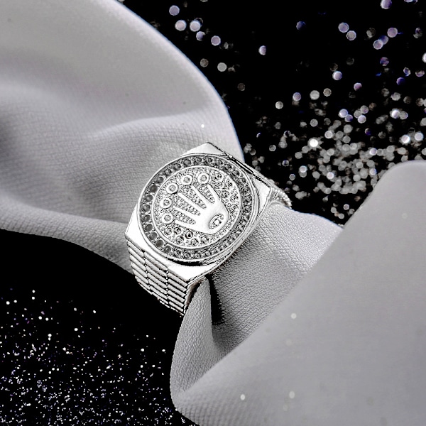 Herrringar Hip Hop Silver Guld Kungakrona Brutet Hjärta Finger Ring