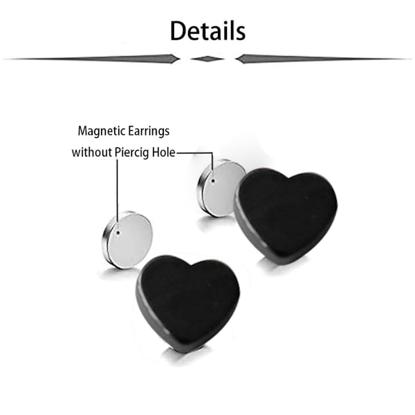 4 st hjärtformade magnetiska örhängen