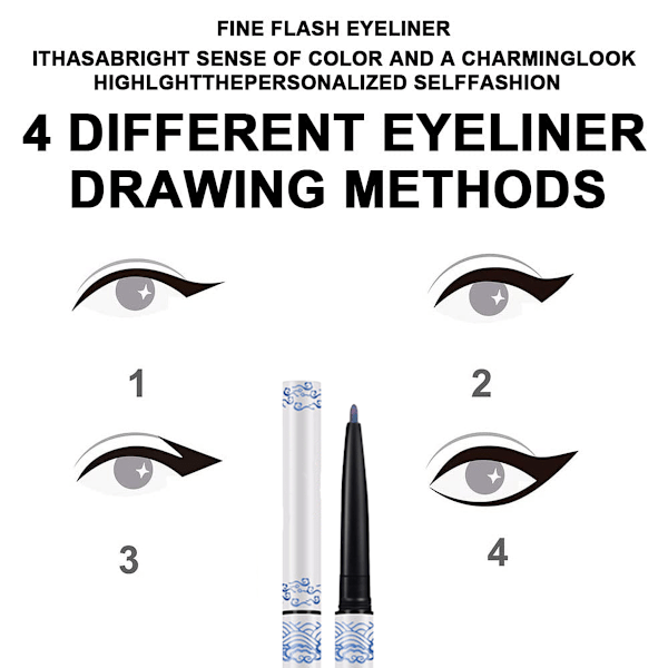 2 kpl Glitter Sparkle Shimmer Sininen & Pinkki Geeli Eyeliner Meikki Kynä Setti, Värikäs Sparkle Silmäluomen Kynä Vedenkestävä Tahrasuoja Pitkäkestoinen