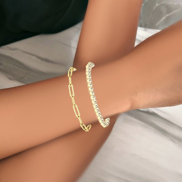 Pläterade armband för kvinnor Elastiskt stretch armband Trendigt