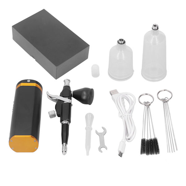 Trådlös Laddningsbar Airbrush-Set Handhållen 0,01 tum 25PSI Svart Automatisk Spraypistol för Graffiti Tatuering