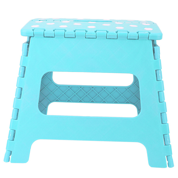 Tjock Plast Bärbar Polka Dot Vikbar Pall Plast Pall 28.5*21.5*27cm（Blå）