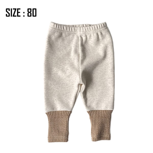 Bebisens extra tjocka varma fleecebyxor, bebiss höst- och vinterplyschsplicing leggings (Aprikos)