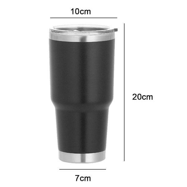 Thermos Termosmugg i Rostfritt Stål, Resemugg för Kaffe, Isolerad Kaffekopp med Vikbart Lock