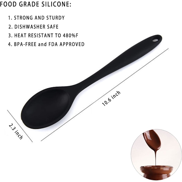 Silikon nonstick blandningsskedar set 2 - delar, hög värmebeständig till 480°F, hygieniskt köksredskap i ett stycke, för set för omrörning