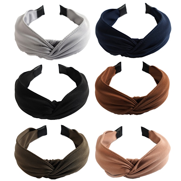 6 stk Toppknute Hodebånd for Kvinner Brede Knutede Hodebånd Twist Turban Hodeplagg Elastisk Hårbånd Mote Hårtilbehør