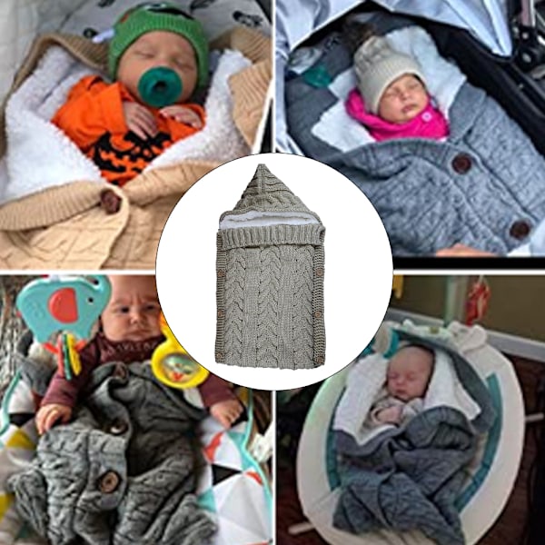 Nyfödd filt Baby swaddling filt Stickad sovsäck filt