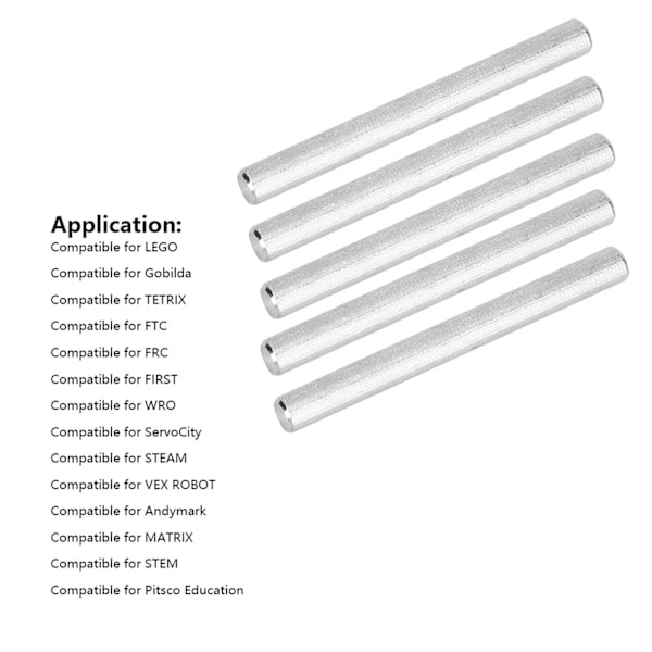 5 st. Rostfritt Stål D-axel 0,2 tum Passar för Gobilda/TETRIX/FTC/FRC/FIRST/WRO 4101‑0006‑0060