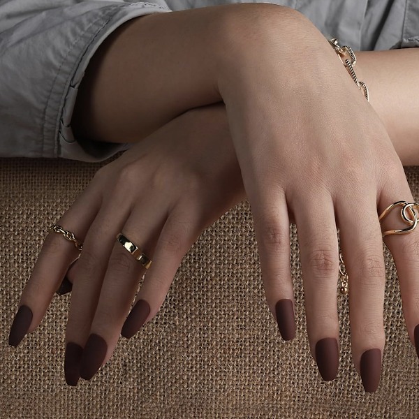 15 pakkausta (360 kpl) matta kynsipainalluksia keskipitkät, ballerina Coffin akryyli lyhyet keinotekoiset kynsisetti kynsi taidetta DIY