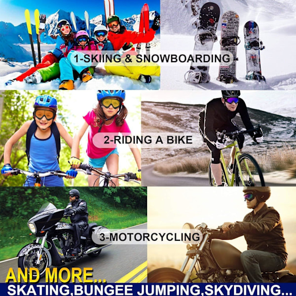 Skibriller, 2-pack, Snowboardglasögon för barn, pojkar & flickor, ungdomar, män & kvinnor, hjälmkompatibla med UV 400-skydd, vindbeständiga