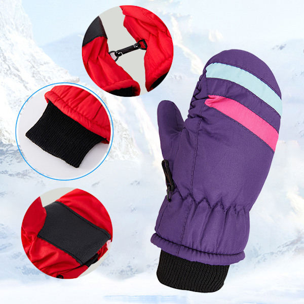 Vinterbarnens Snövant Unisex Vattentäta Skidvantar Varma Vinterhandskar