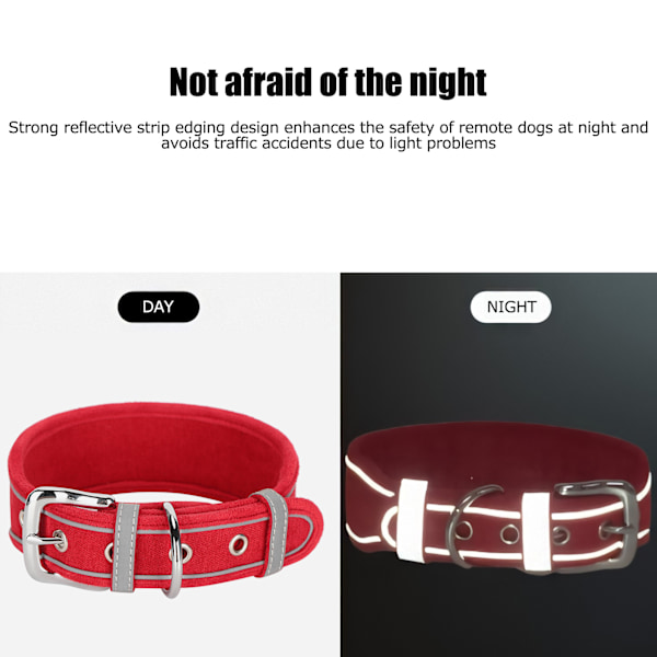 Justerbart Hundhalsband Andningsbart Reflekterande Halsband med D-Ring för Medelstora och Stora Hundar Röd S