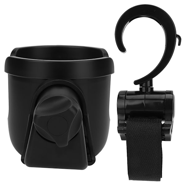 Barnevogn Vannkoppstativ Brakett Flaskeholder Kjørestol Drikkestativ + Henger Svart J4037
