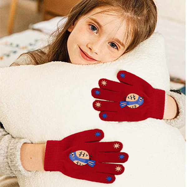 Barnvantar, Vinterstickade Vantar Stretchiga Helfingersvantar Vantar för Pojkar och Flickor