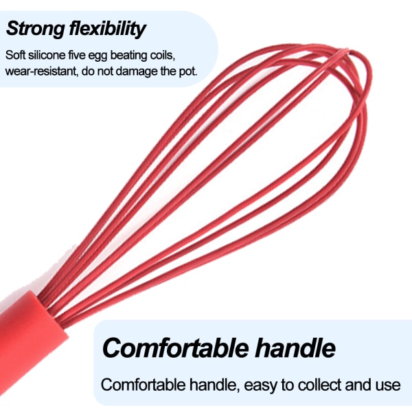 Silikonvisp, rustfritt ståltrådvispsett på 3 - Varmebestandig