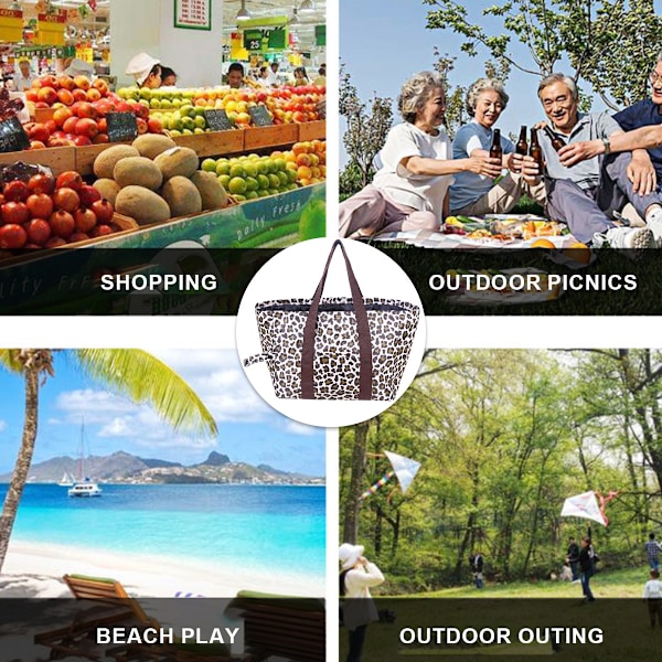 Blød Stor Utility Tote, Foldbar Genanvendelig Opbevaringspose Termisk Tote Taske til Kontorarbejder Picnic Vandreture Strand Fiskeri