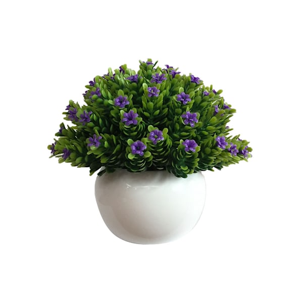 Kunstig Halvcirkelformet Cypress Pottet Simuleret Plantning Pot Ornament Dekoration (Lilla)