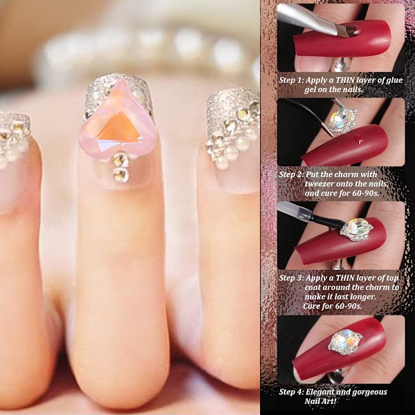 10 stk Aurora Mocha Spids Bund Bor Pink Kærlighed Hjerte K9 Glas Bor Negle Dekoration